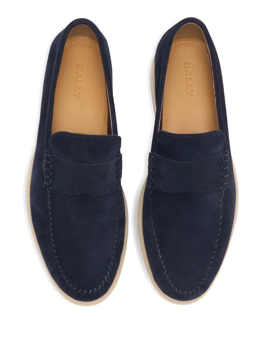 Bally Switz Moc loafers met gesmockt detail en stiksels Blauw