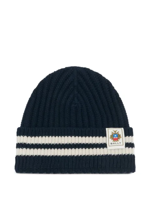 Bally logo-patch striped beanie