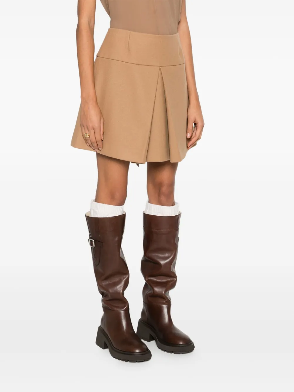 MIU MIU Pre-owned 2000s Pleated Mini Skirt In Neutral