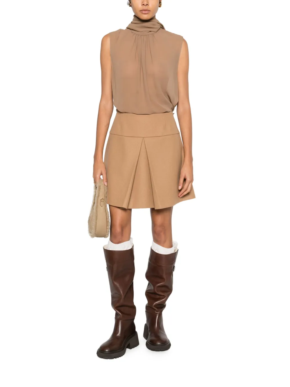 Miu Miu Pre-Owned 2000s mini-plooirok - Beige