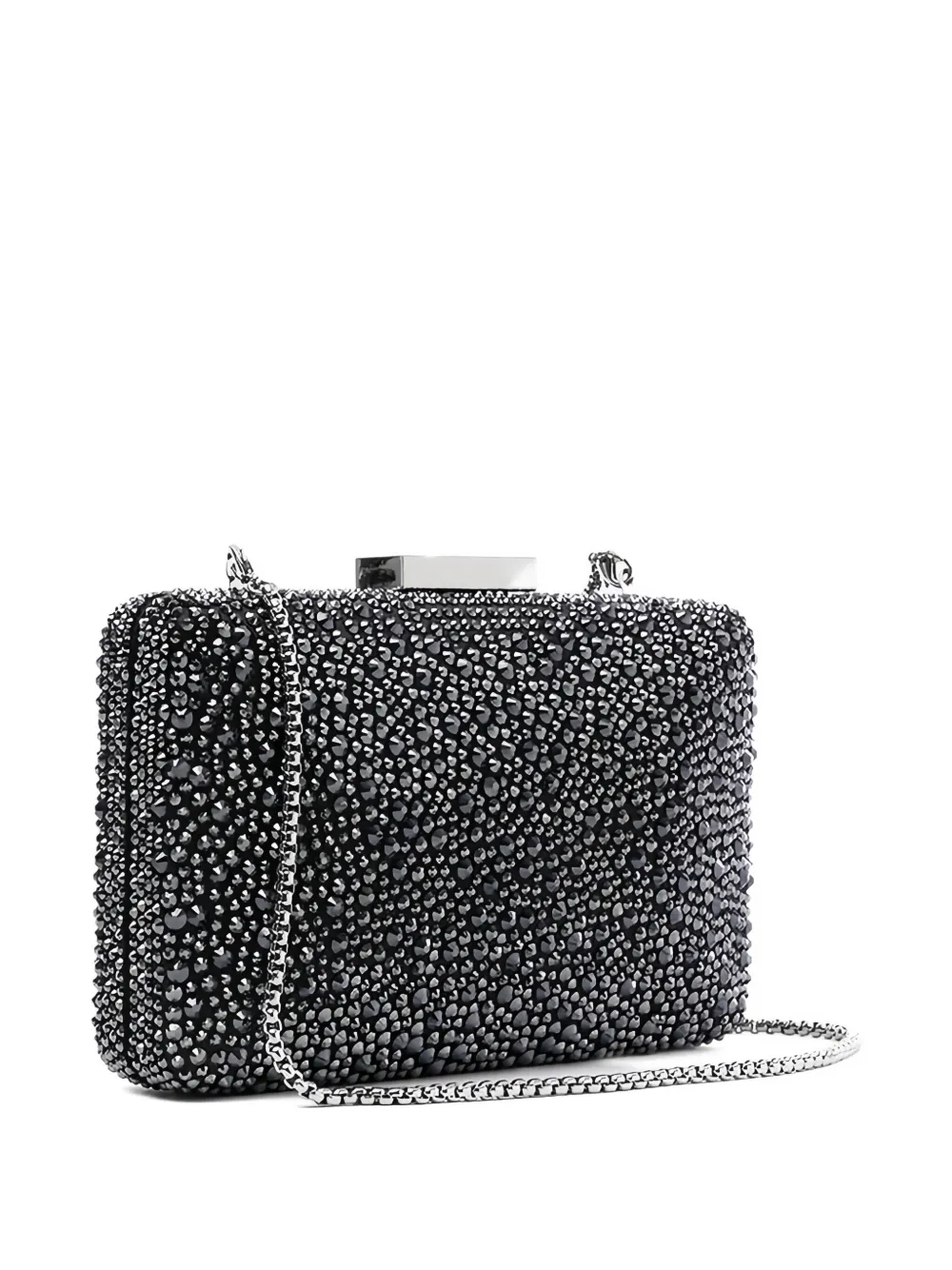 Twenty Four Haitch Crystal-embellished Chain Clutch Bag In Black