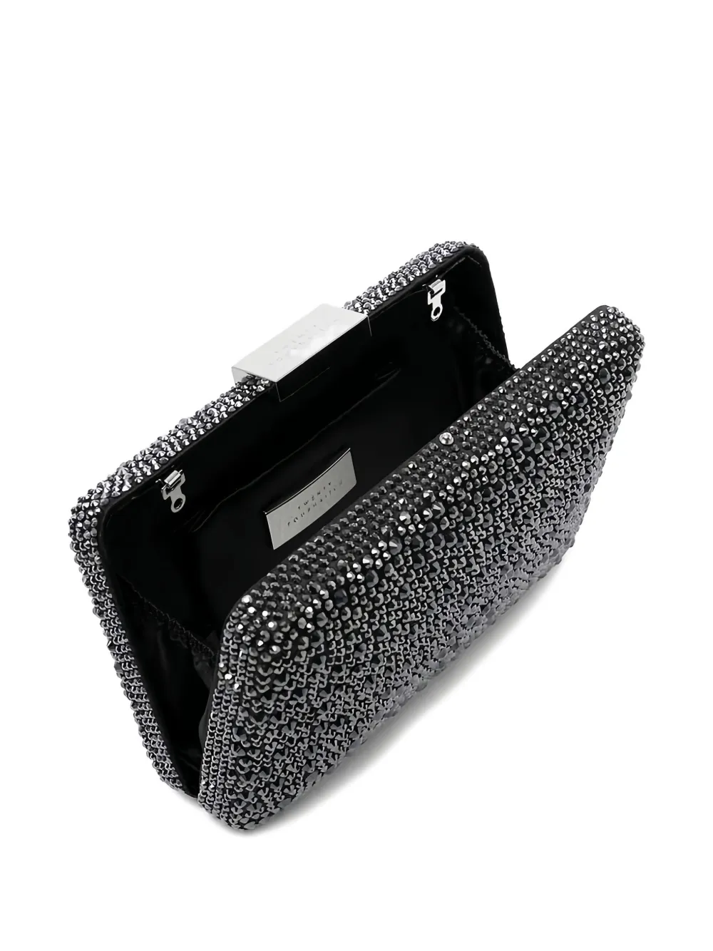 Twenty Four Haitch Crystal-embellished Chain Clutch Bag In Black