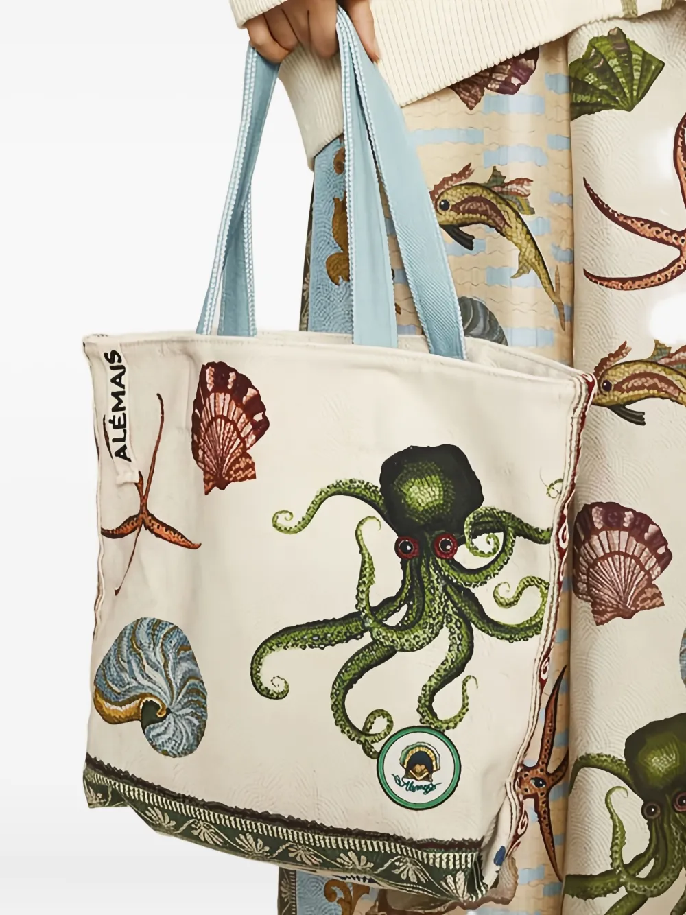 ALEMAIS Shopper met grafische print - Beige