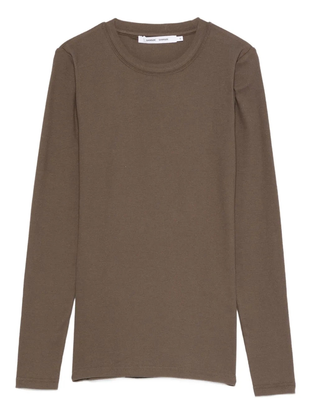 SAMSOE SAMSOE fine-ribbed T-shirt | Brown | Image 1