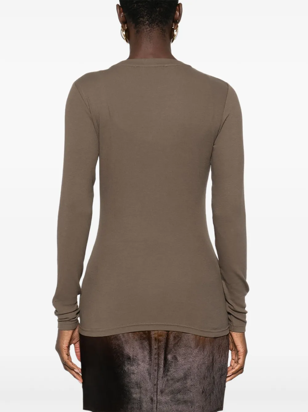 SAMSOE Fijngeribbeld T-shirt Bruin