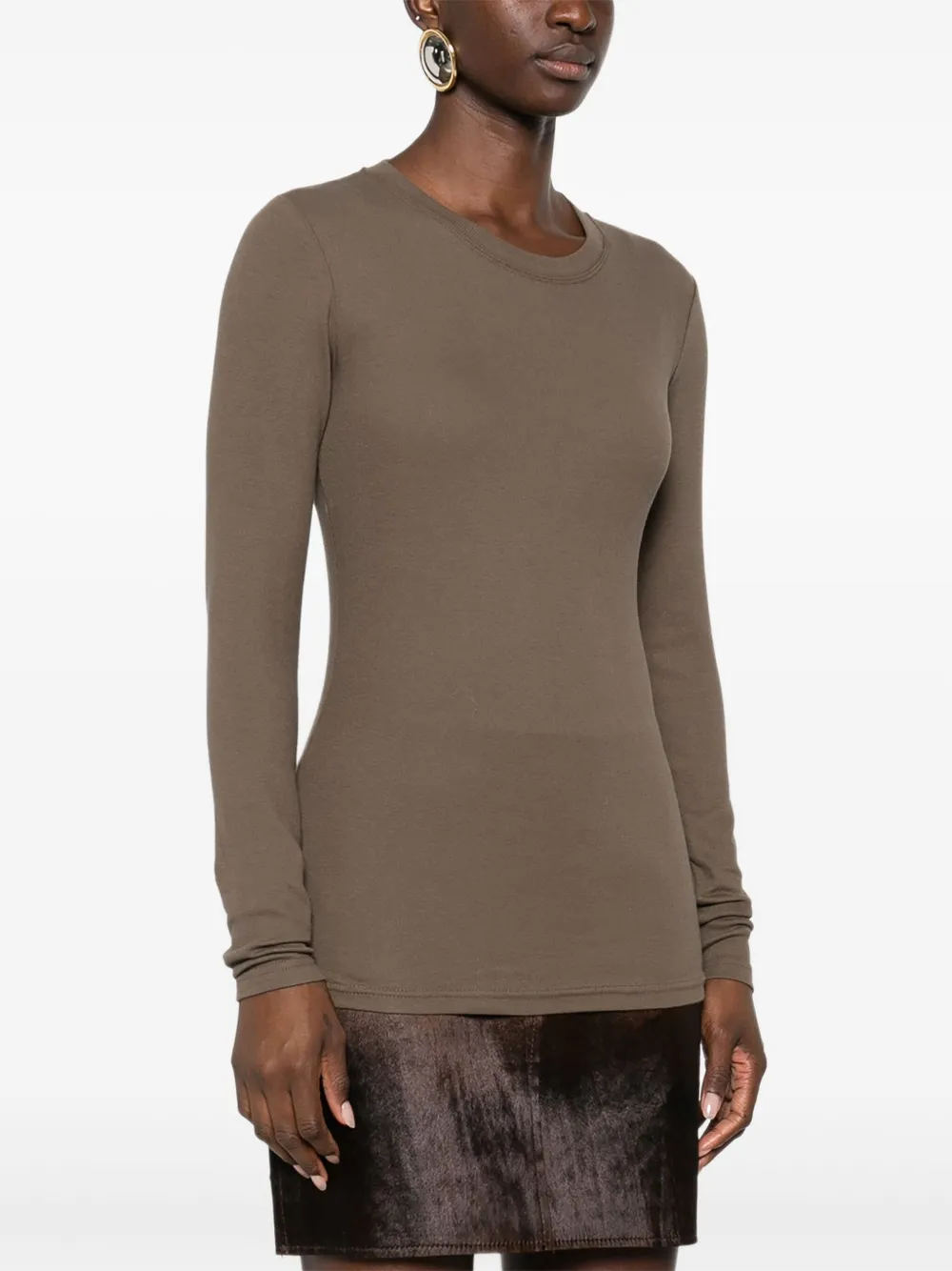 SAMSOE Fijngeribbeld T-shirt Bruin