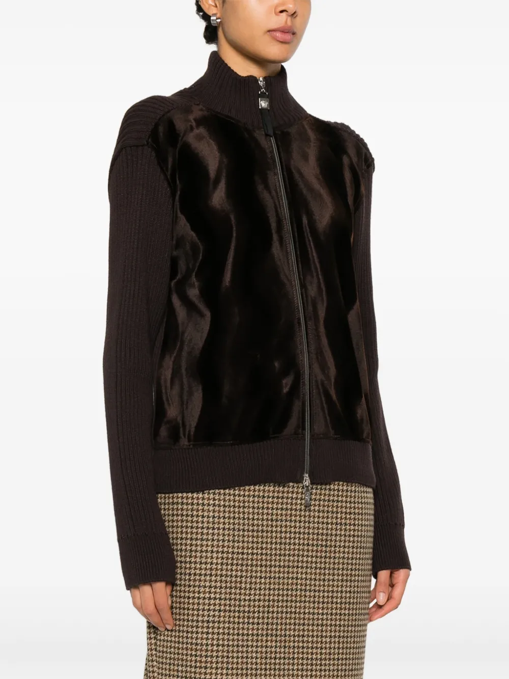 Pre-owned Versace 2000s Zip-up Sweater In Brown