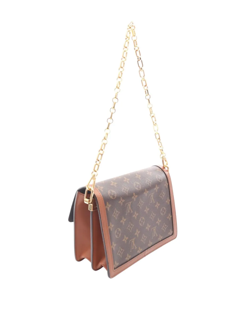 Pre-owned Louis Vuitton 2020 Monogram Reverse Dauphine Mm Satchel In Brown