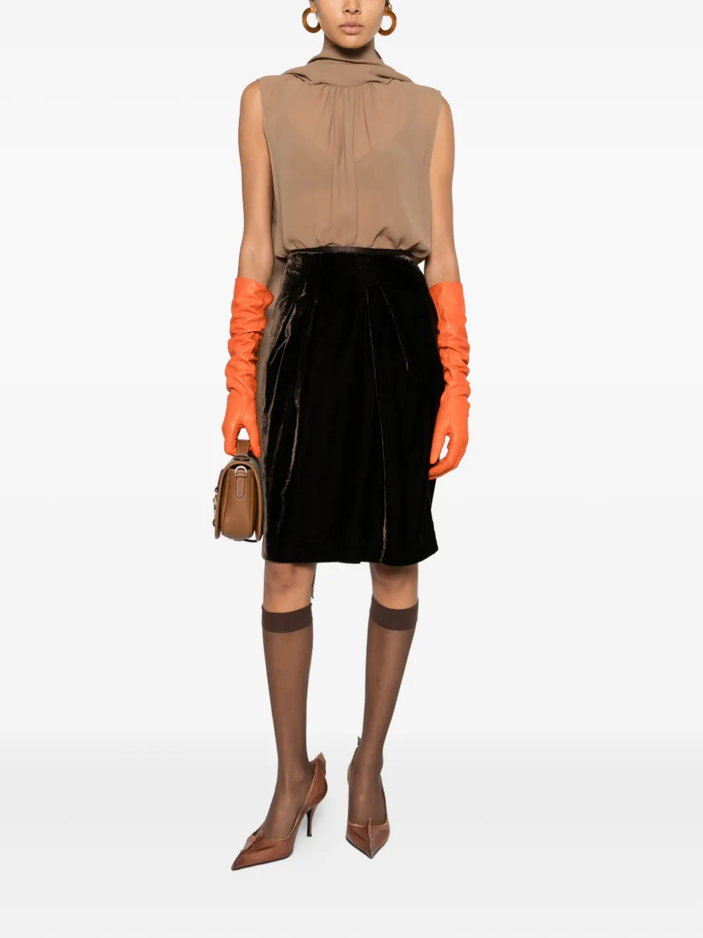 Giorgio Armani Pre-Owned Geplooide mini-rok - Bruin