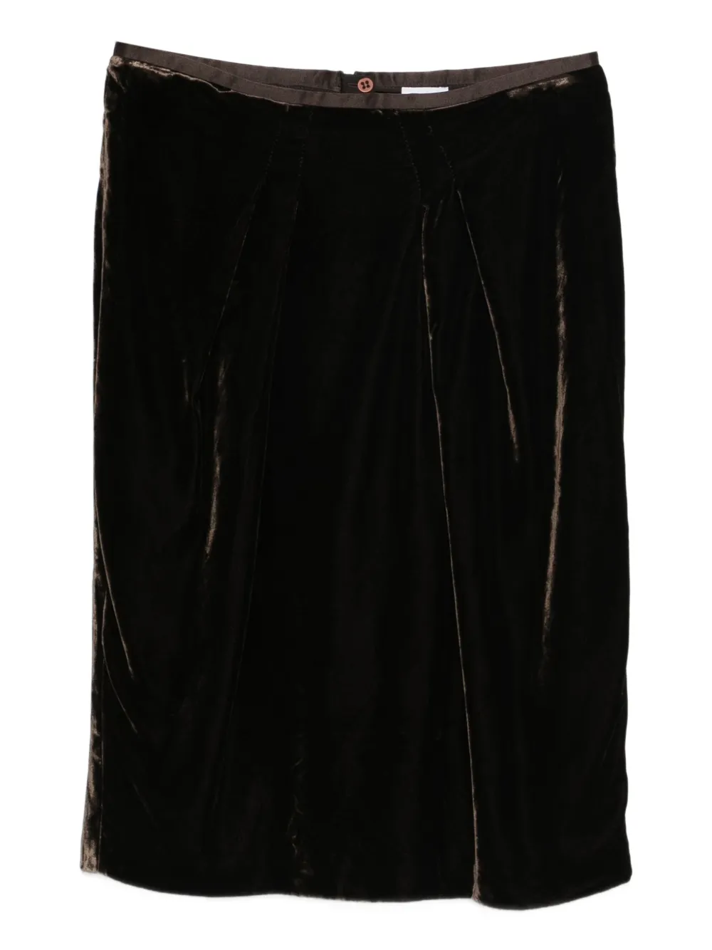 Giorgio Armani Pre-Owned falda midi con pliegues 1990 | marrón | Image 1