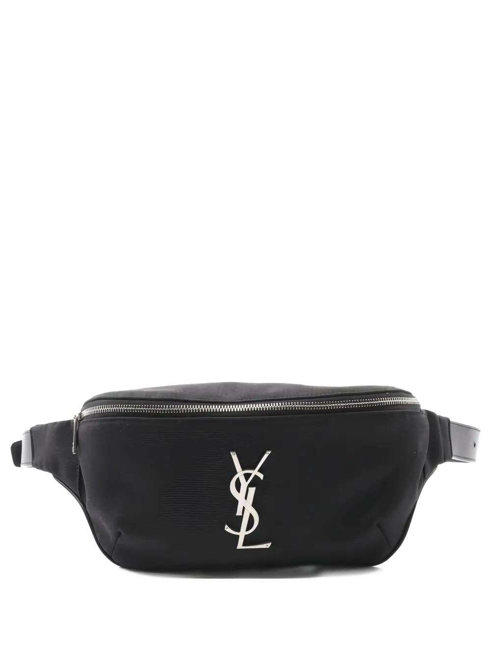 Pre-owned Saint Laurent 2020s Logo-plaque Belt Bag In Black