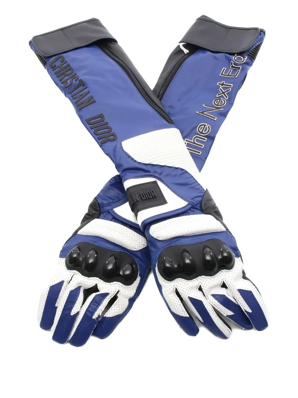 Christian Dior Pre-Owned 2020s レザーグローブ - ブルー Christian Dior Pre-Owned 2020s レザーグローブ - ブルー