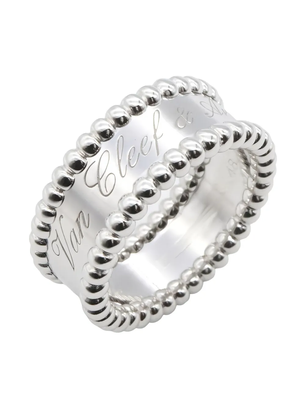 Pre-owned Van Cleef & Arpels 2010s Perlée Senior Tutor Beaded Ring In Silver