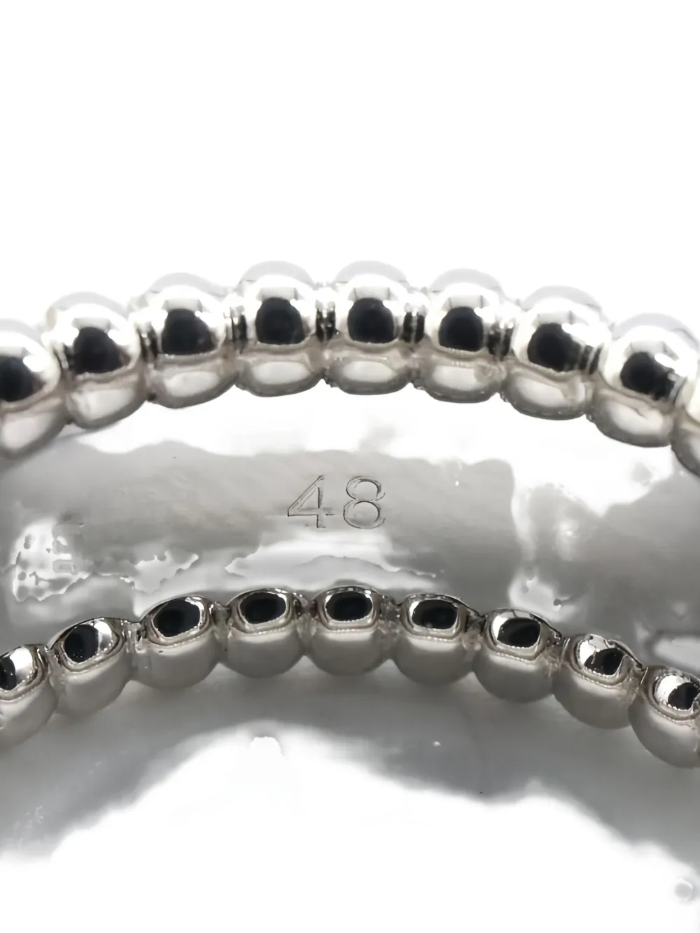 Pre-owned Van Cleef & Arpels 2010s Perlée Senior Tutor Beaded Ring In Silver