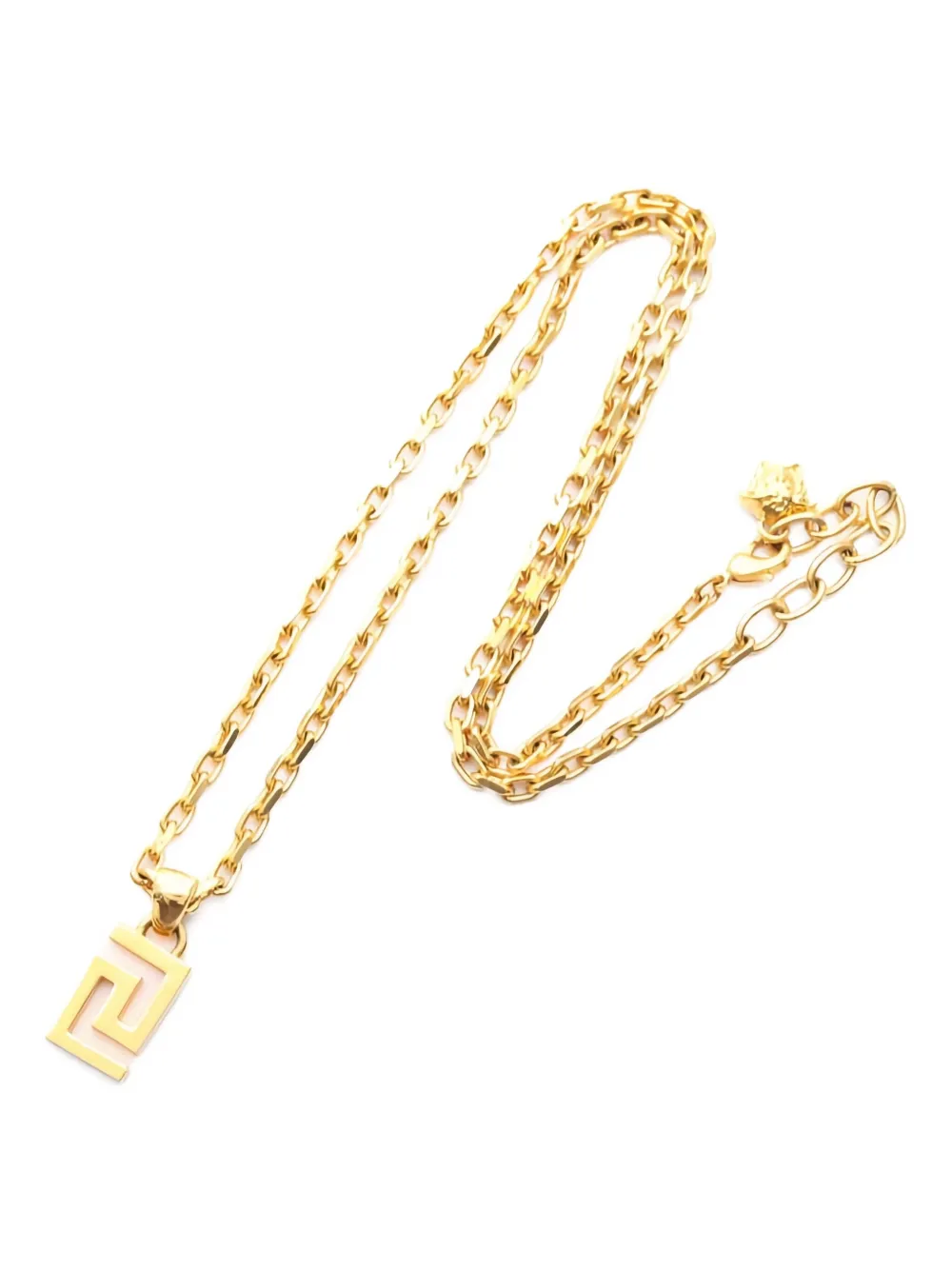 Pre-owned Versace 2010s Greca Pendant Necklace In Gold