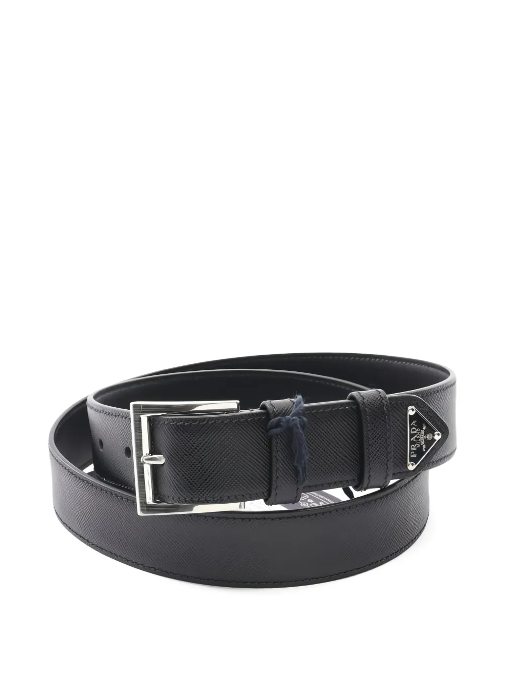 Pre-owned Prada 2020s Triangle-logo Leather Belt In Black