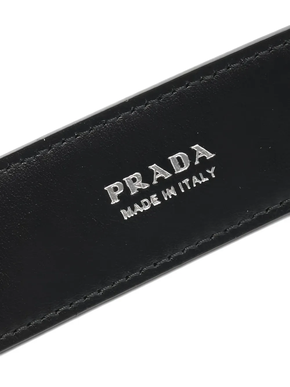Pre-owned Prada 2020s Triangle-logo Leather Belt In Black