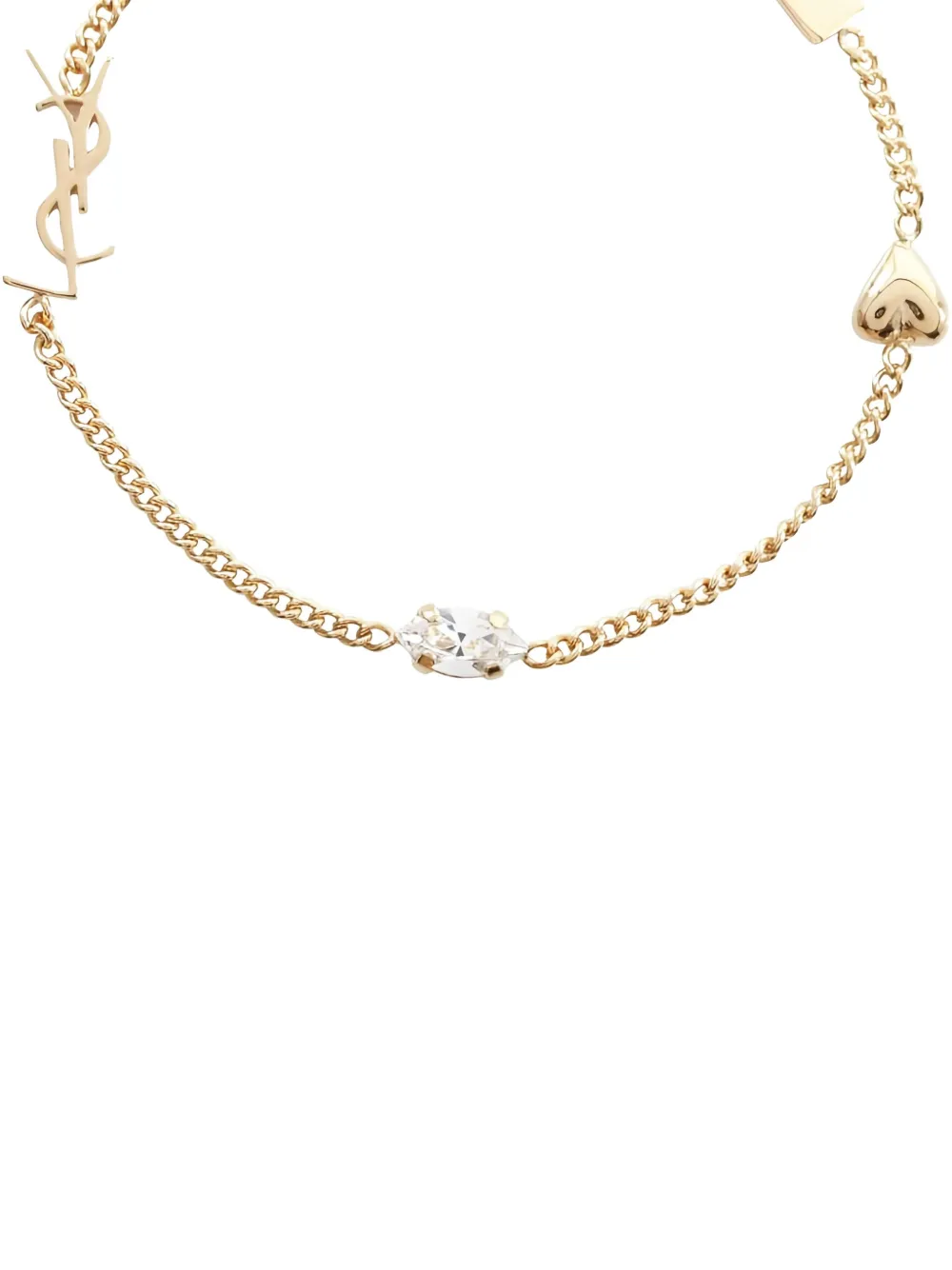 Pre-owned Saint Laurent 2020s Cassandra Heart-charm Bracelet In Gold