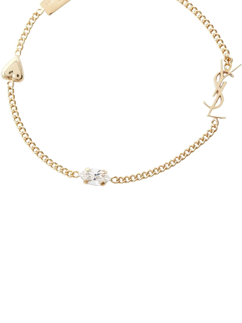 Pre-owned Saint Laurent 2020s Cassandra Heart-charm Bracelet In Gold