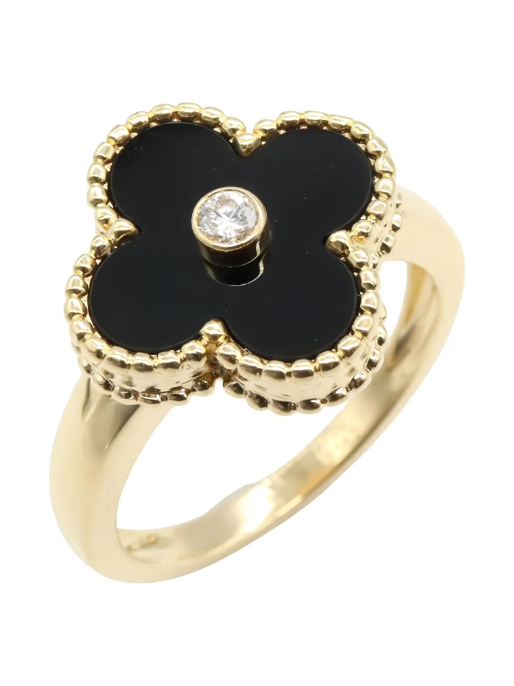 Pre-owned Van Cleef & Arpels 2010s 18k Yellow Gold Alhambra Diamond Ring