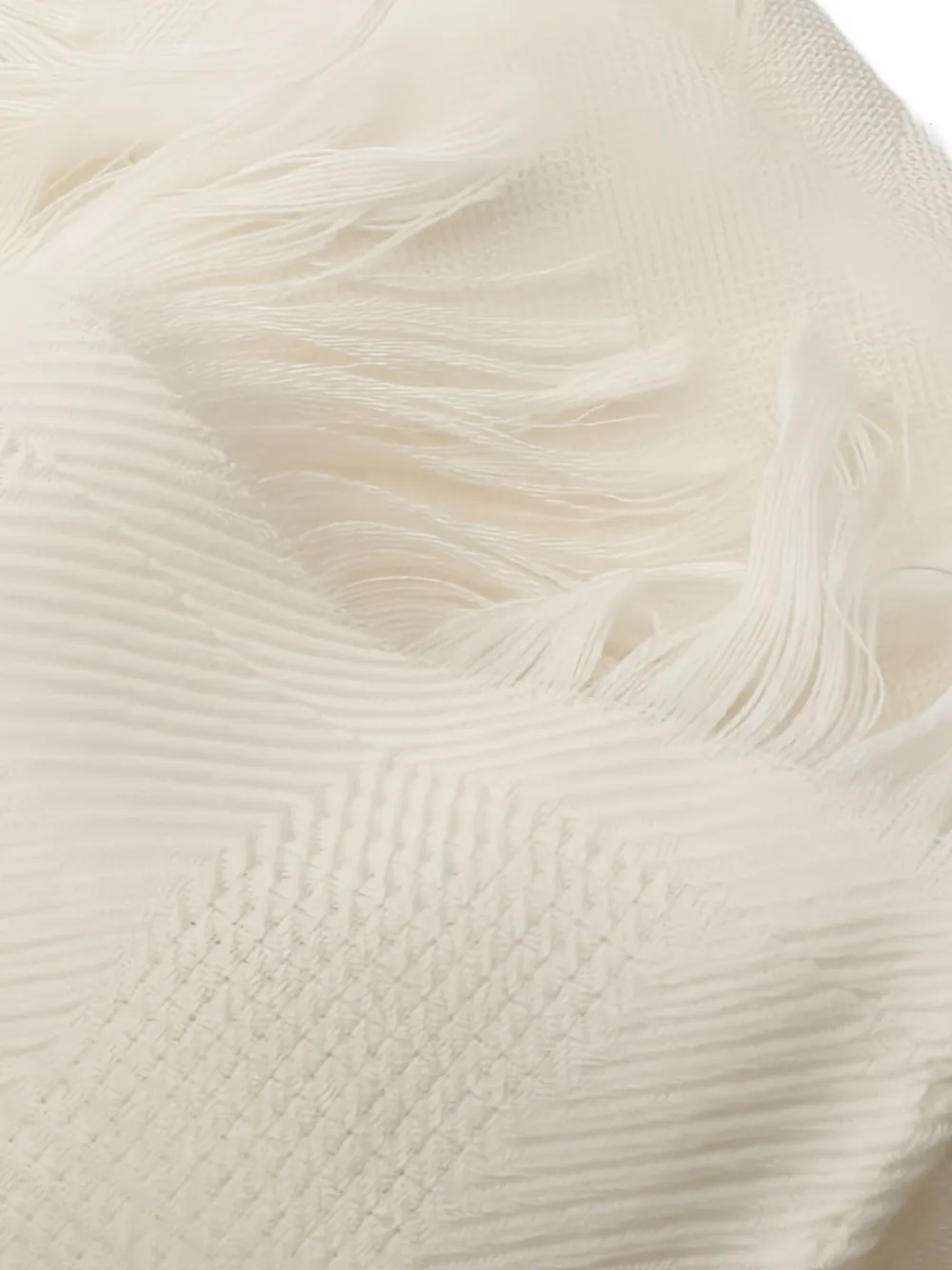 Pre-owned Hermes 2010s New Libris Fringed-edge Shawl In White