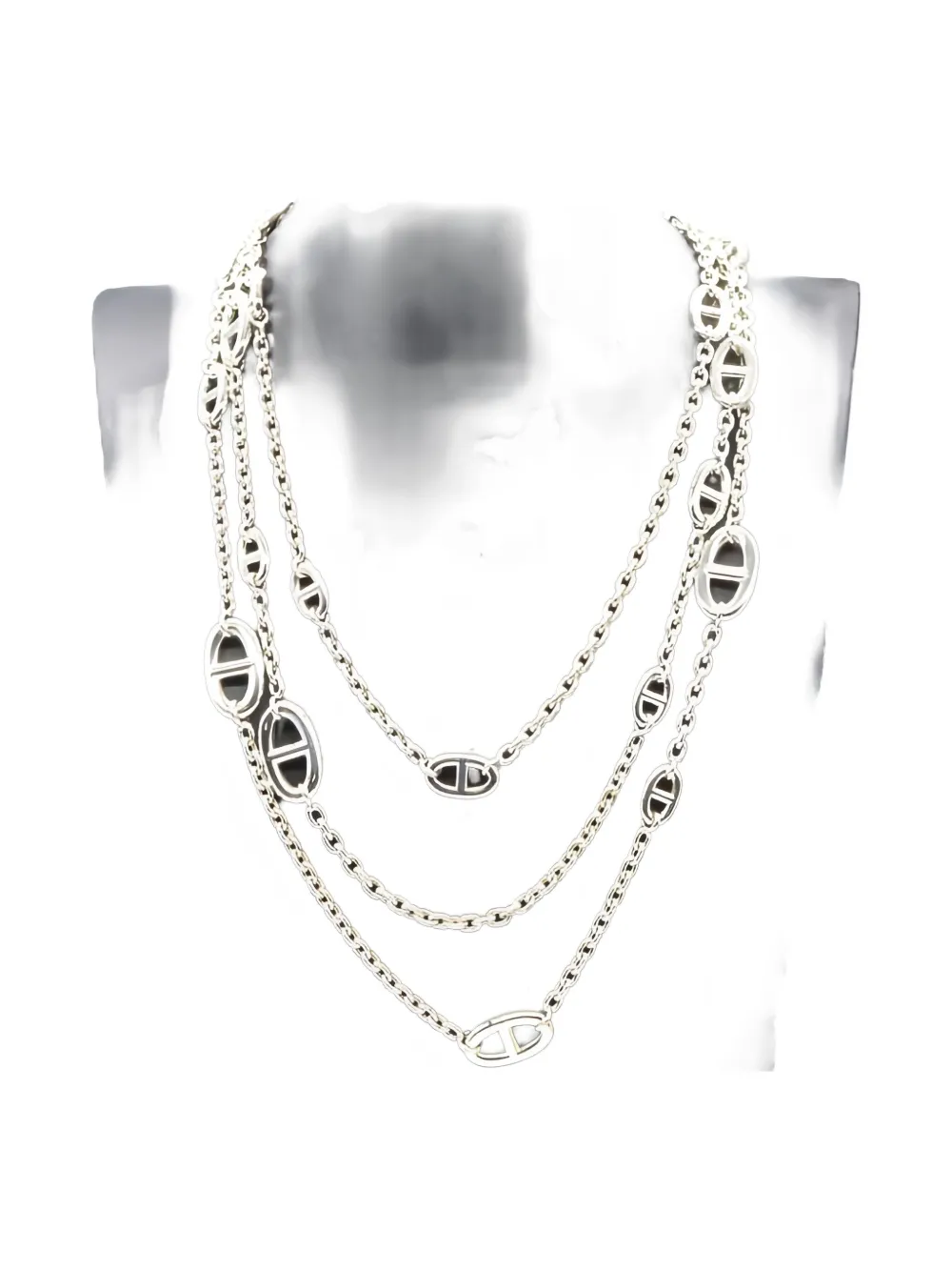 Pre-owned Hermes 2010s Farandole Chain Necklace In Silver