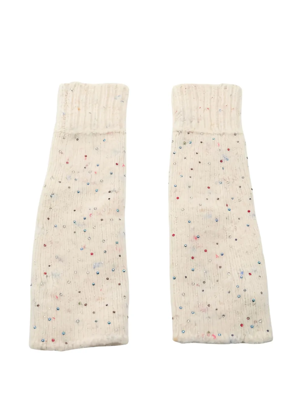 Pre-owned Chanel 1986-1988 Coco Mark Rhinestone Gloves In Neutral