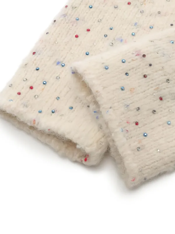 CHANEL Pre-Owned 1986-1988 Coco Mark Rhinestone Gloves Neutrals