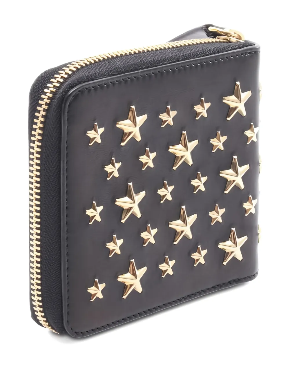 Pre-owned Jimmy Choo 2000s Lawrence Star-studded Zip Wallet In Black