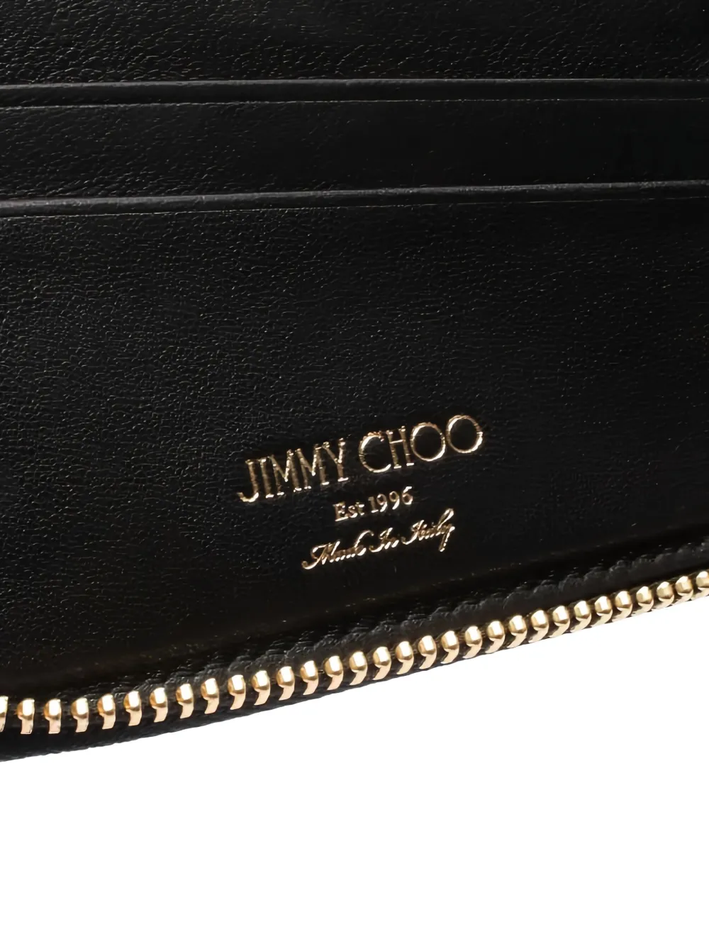Pre-owned Jimmy Choo 2000s Lawrence Star-studded Zip Wallet In Black