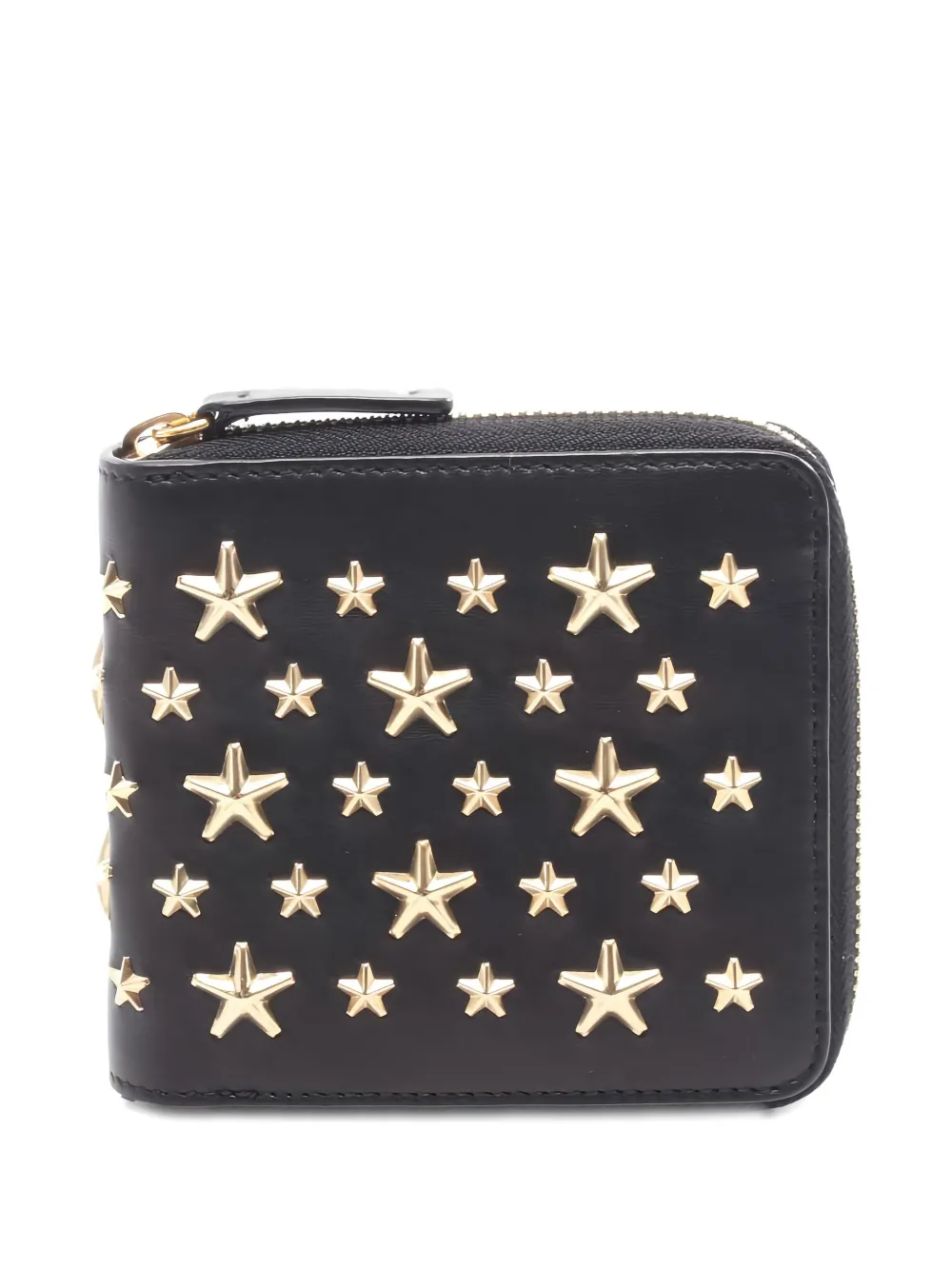 Pre-owned Jimmy Choo 2000s Lawrence Star-studded Zip Wallet In Black