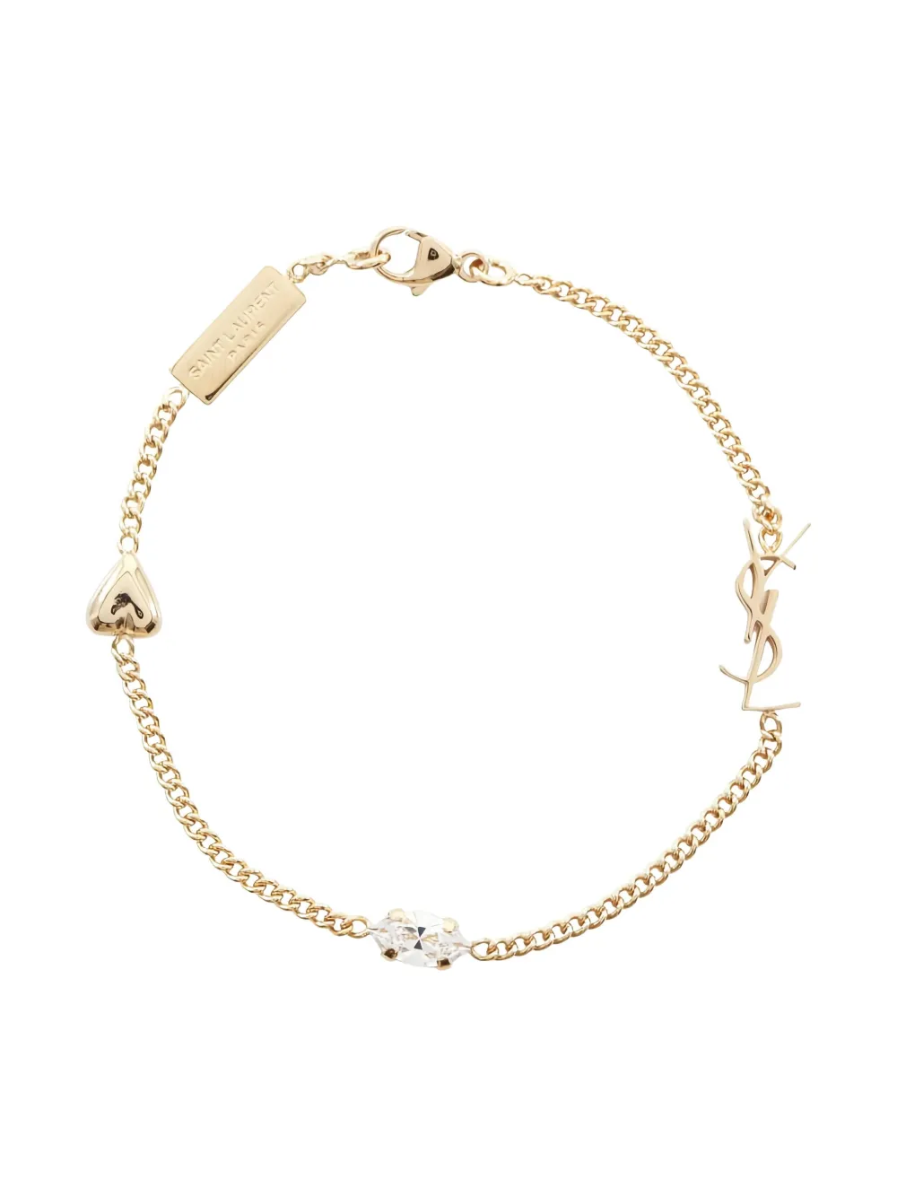 Pre-owned Saint Laurent 2020s Cassandra Heart-charm Bracelet In Gold