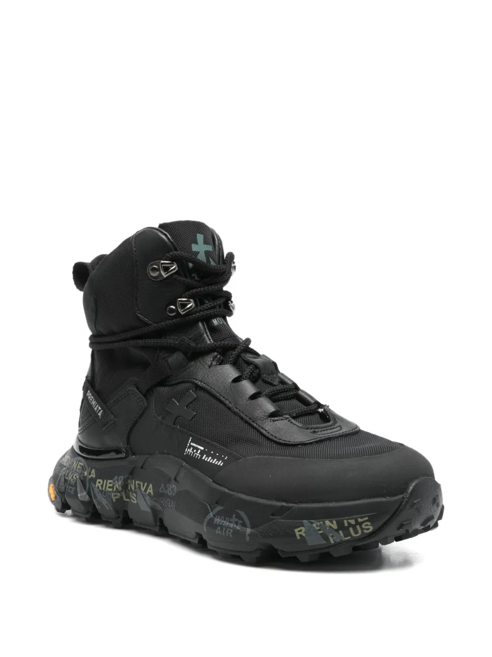 Premiata High-top Sneakers With Sole And Textured Accents In Black