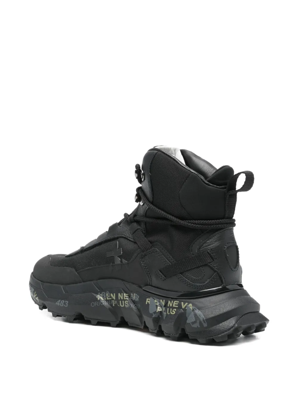 Premiata High-top Sneakers With Sole And Textured Accents In Black