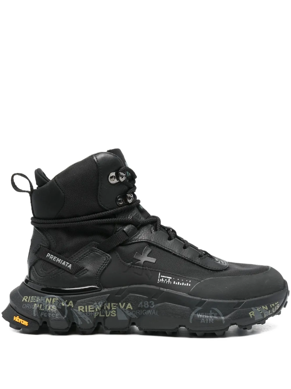Premiata High-top Sneakers With Sole And Textured Accents In Black