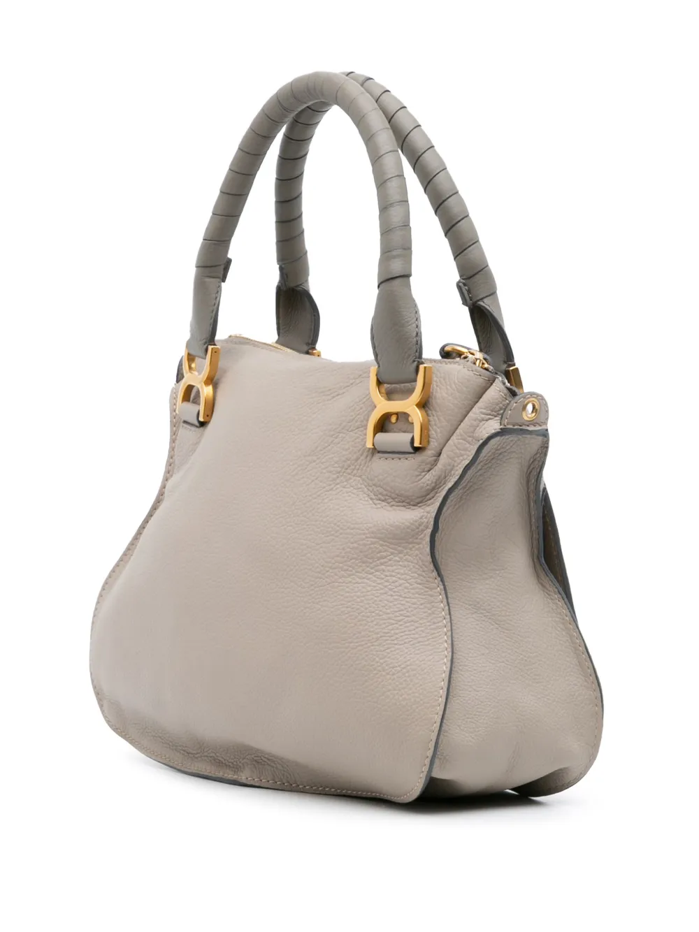 Pre-owned Chloé 2015 Medium Leather Marcie Satchel In Gray