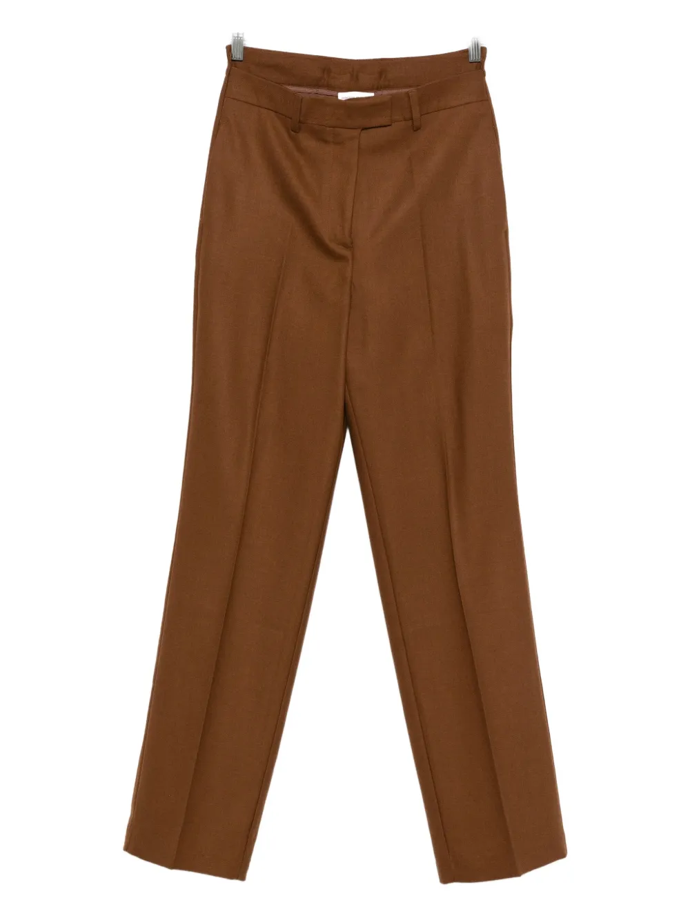 Semicouture Tailored Straight-leg Pants With Mid-rise Waist In Brown
