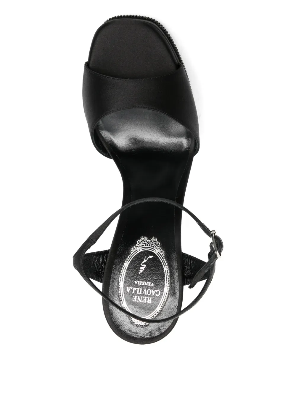 René Caovilla 150mm sandalen verfraaid met plateauzool Zwart