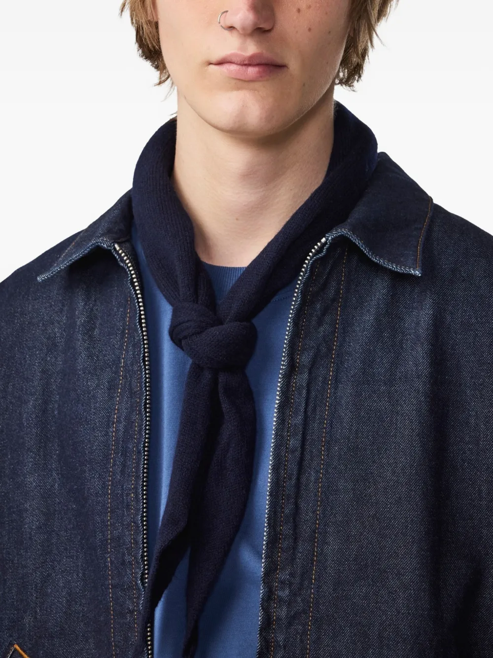 NN07 Triangel wollen sjaal Blauw