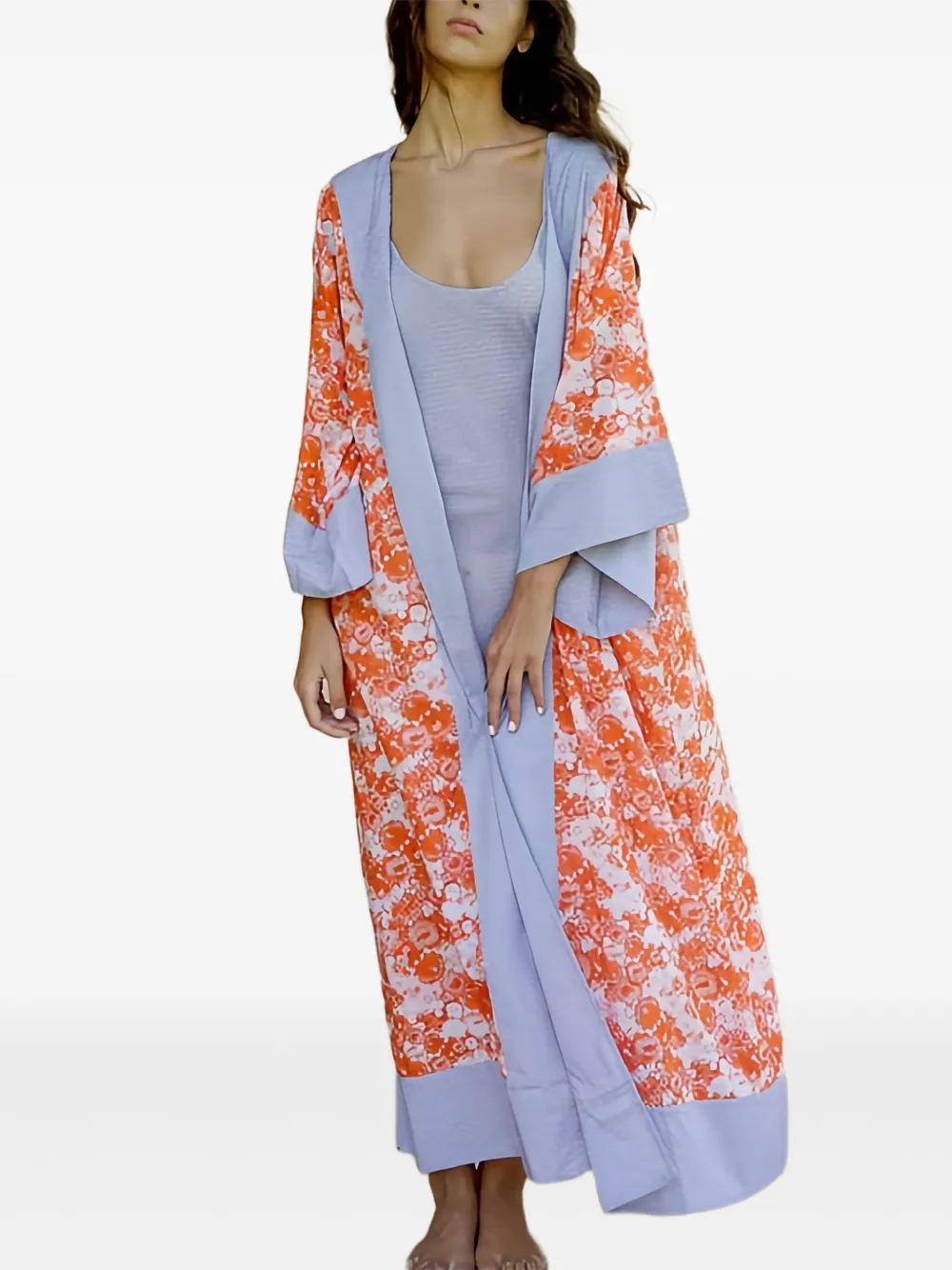 Karma Of Charme Floral-print Tie-fastening Kaftan In Multi