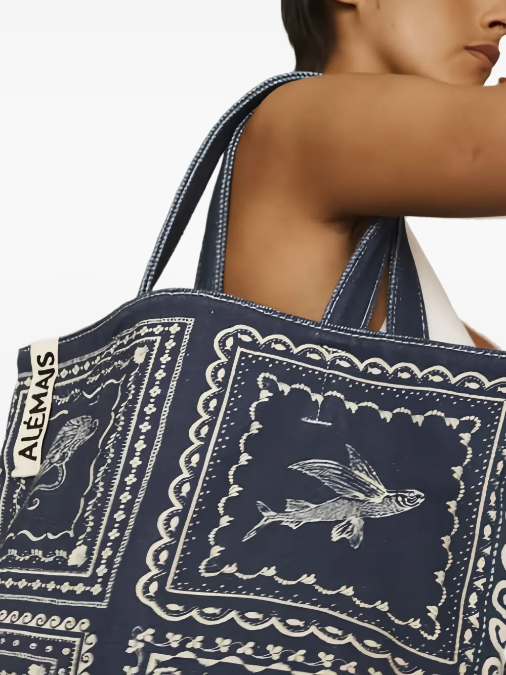 ALEMAIS Shopper met print - Blauw
