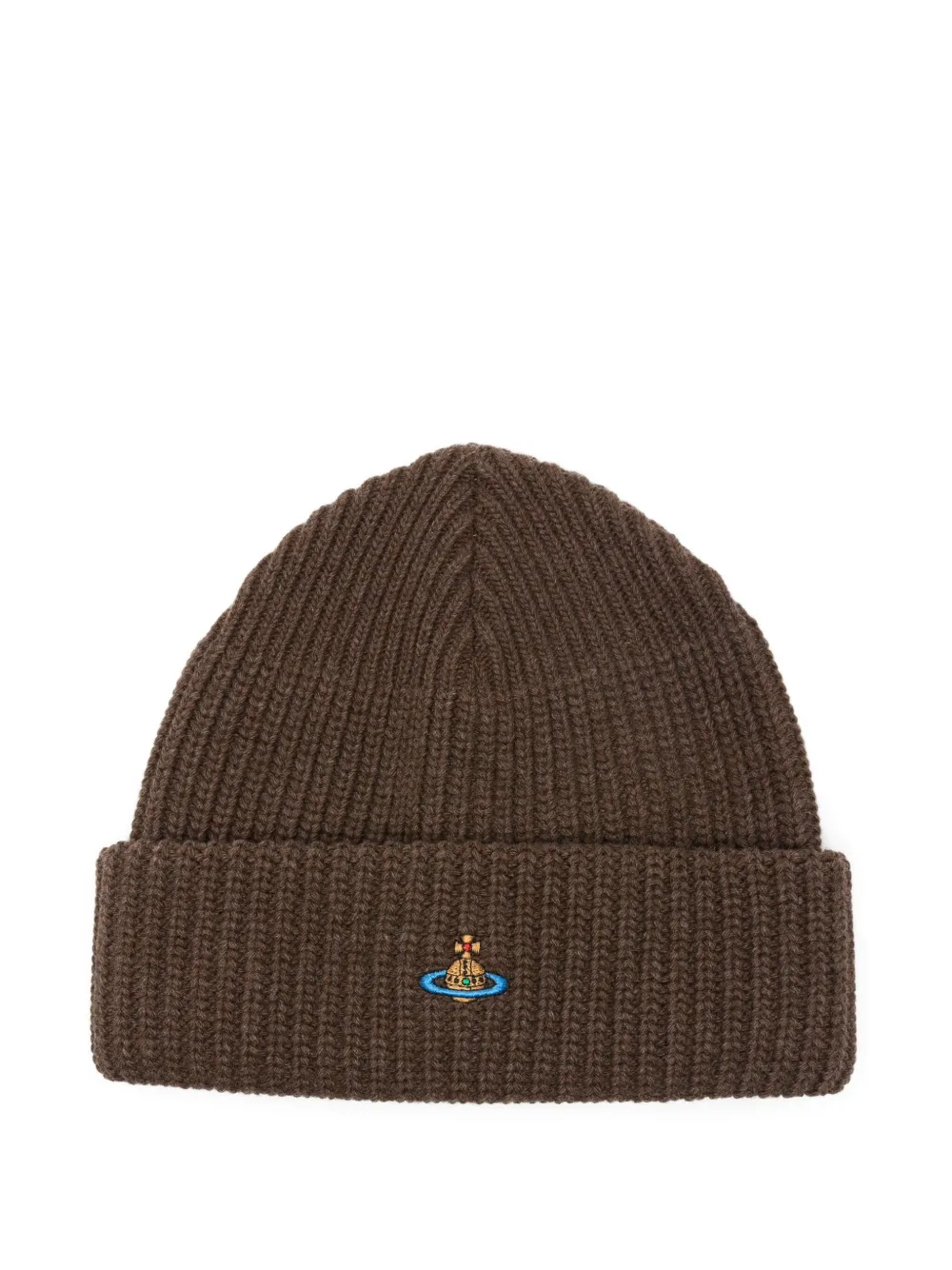 Vivienne Westwood Ribbed-knit Beanie Hat In Brown