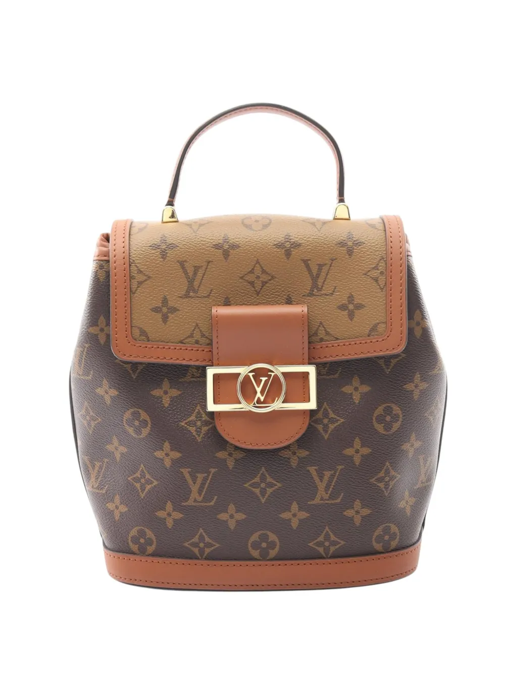 Pre-owned Louis Vuitton 2020 Monogram Reverse Dauphine Backpack In Brown