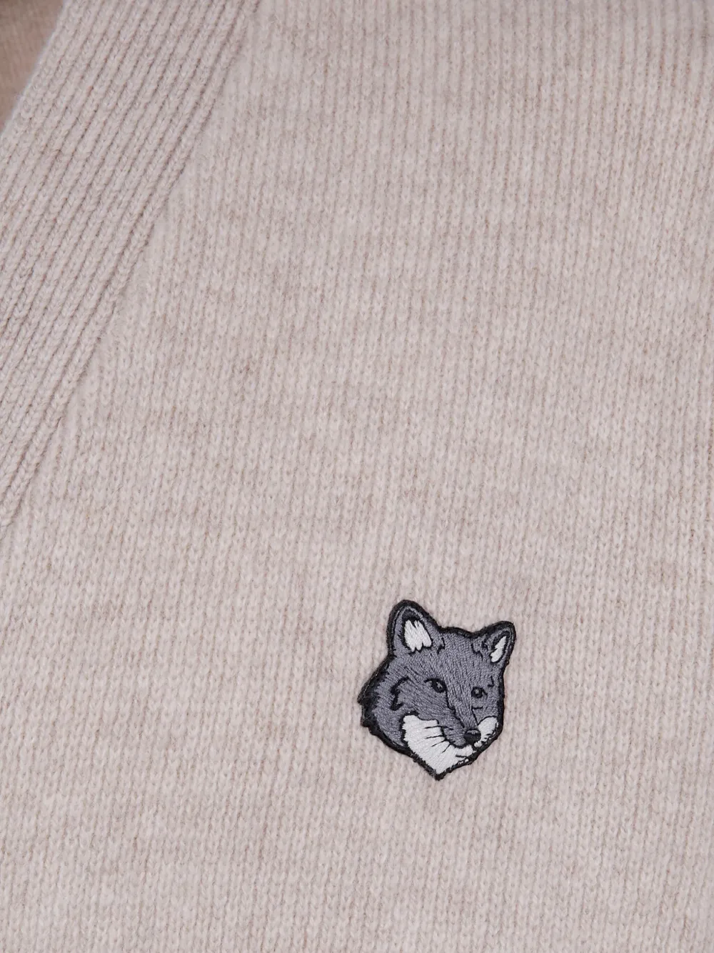 Maison Kitsuné Fox-patch Cardigan In Neutral