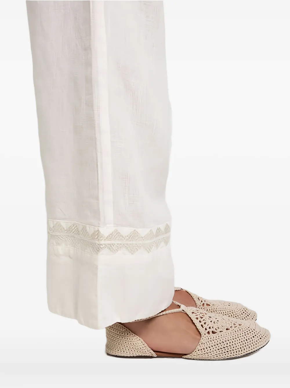 Greek Archaic Kori Embroidered Trousers In White