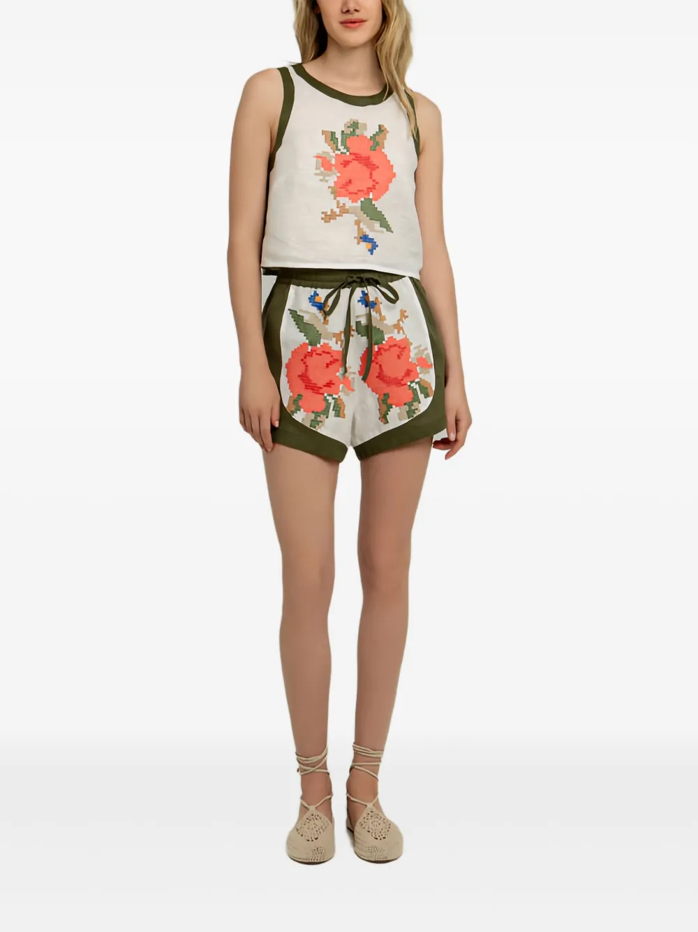 GREEK ARCHAIC KORI rose drawstring shorts | Short Shorts | Image 2