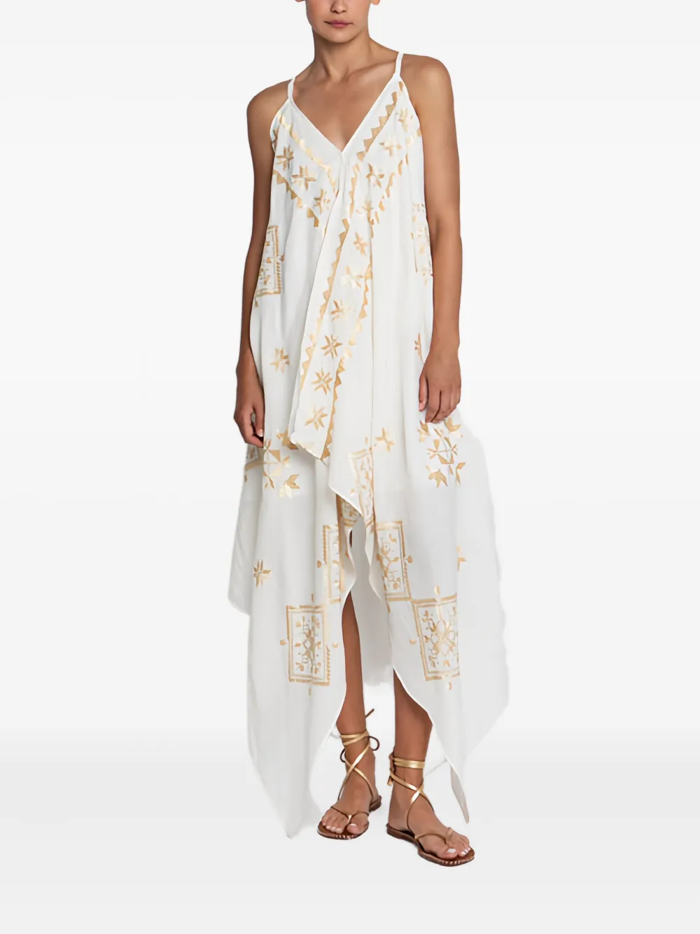Greek Archaic Kori Lefkada Asymmetrical Dress In White