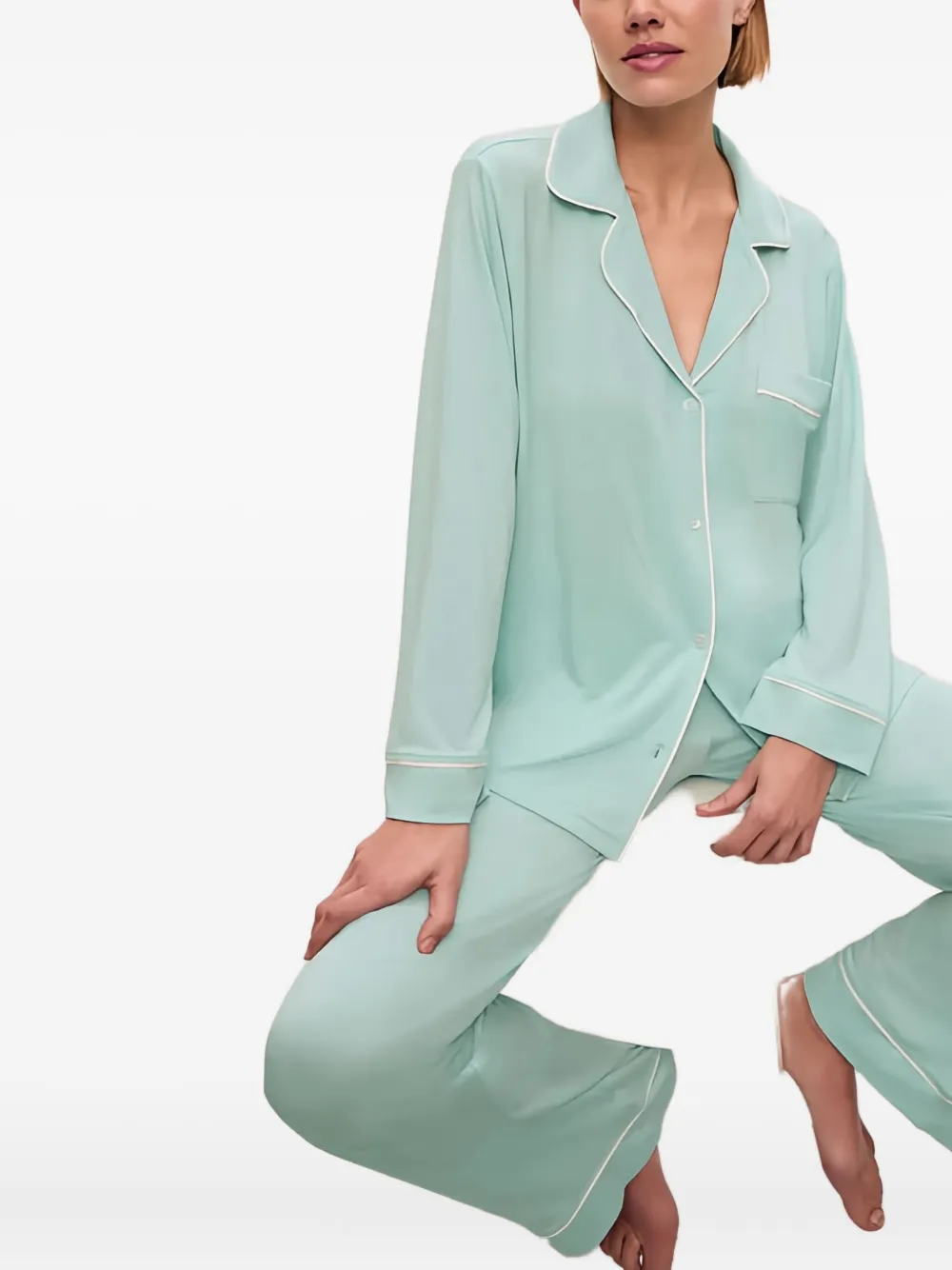 Eberjey Gisele Piped Pyjama Set In Blue