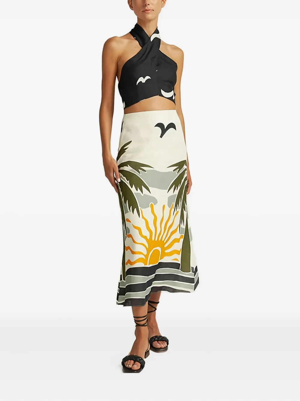 Cala De La Cruz Halterneck Sleveless Top In Blue