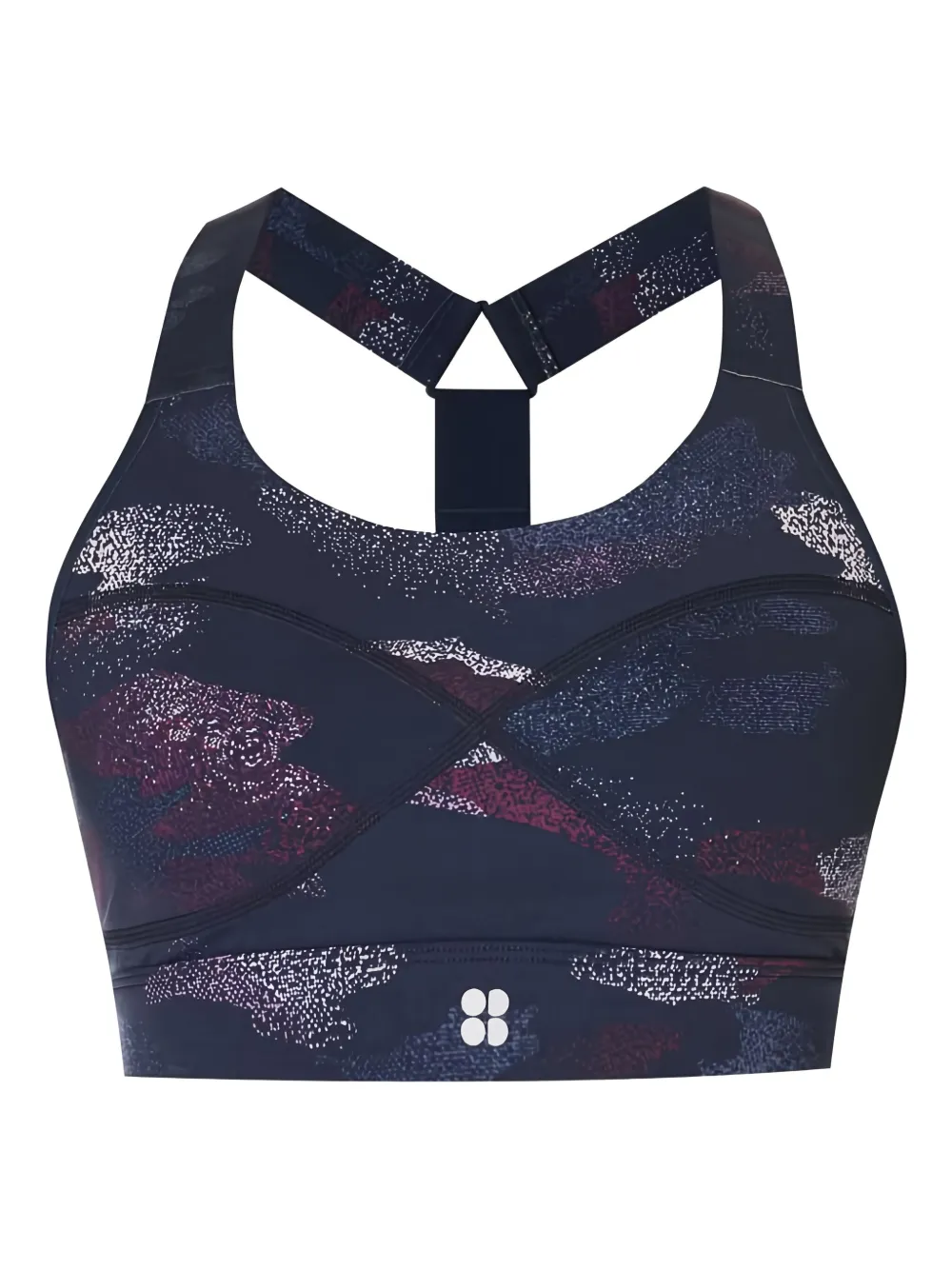 Sweaty Betty Power Camo-print Sports Top In Blue